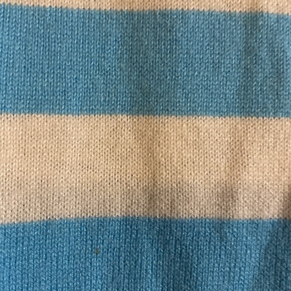 Light weight Talbots coral/white and blue striped sweater buttons on back - Picture 4 of 7